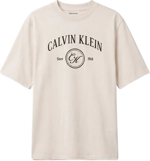 Calvin Klein Jeans Ss Relaxed Varsity Crest Logo Te Cream S