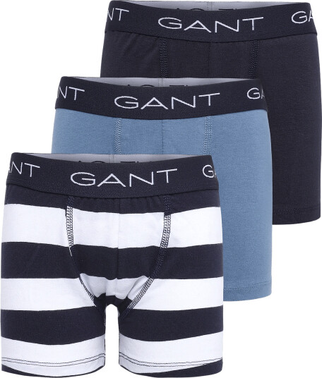 Gant Kids 3 Pack Stripe Boxer Briefs Navy 122