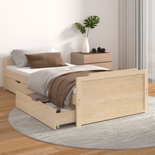 vidaXL Sengeramme med skuffer heltre furu 90x200 cm vidaXL Sengeramme med skuffer heltre furu 90x200 cm