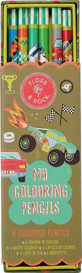 Floss & Rock Colouring Pencils 6 Pack - Cars - RED - 18X5X1