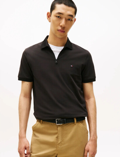 Tommy Hilfiger Performance Pique Zip Polo - Black - XXL