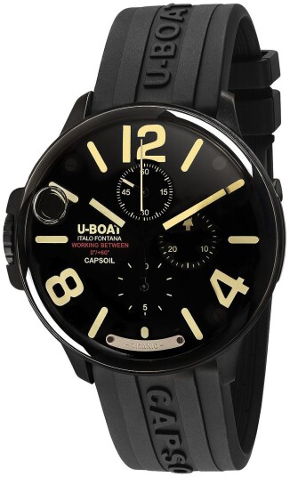 U Boat Herreklokke 8896 Capsule Sort/Gummi Ø45 mm