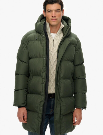 Superdry Hooded Sports Puffer Mid Jkt - Green - S Superdry Hooded Sports Puffer Mid Jkt - Green - S