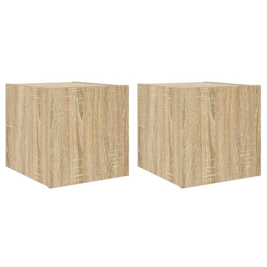  Vegghengte TV-benker med LED 2 stk sonoma eik 30,5x35x30 cm 837223