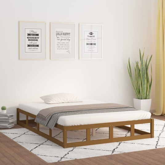 vidaXL Sengeramme honningbrun 150x200 cm 5FT King Size heltre