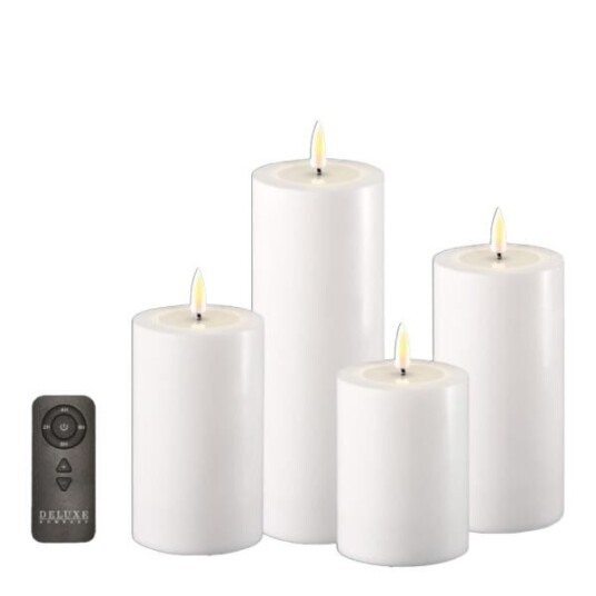 DeluxeHomeart LED gaveeske med lys 4 stk fjernkontroll og batterier hvit