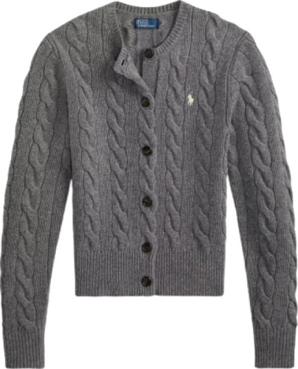 Polo Ralph Lauren Cable-Knit Wool-Cashmere Cardigan - Grey - M