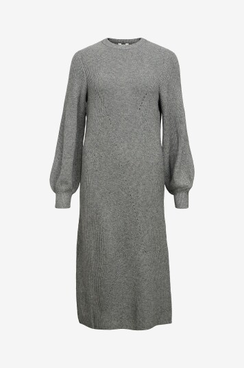 Object - Kjole objDitte RE L/S Knit Midi Dress - Grå Object - Kjole objDitte RE L/S Knit Midi Dress - Grå