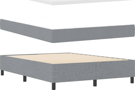  Box Spring Seng med Madrass Lys Grå 140x200 cm Stoff