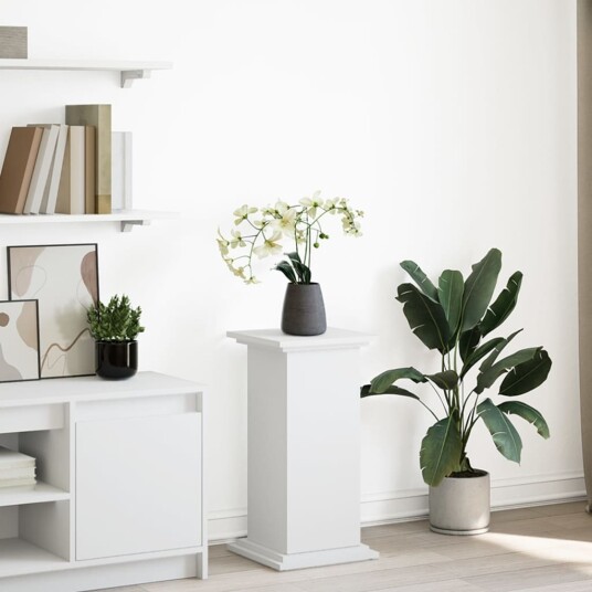 Pidestall med oppbevaring hvit 31x30x60 cm konstruert tre Pidestall med oppbevaring hvit 31x30x60 cm konstruert tre