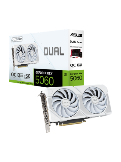Asus Dual - Grafikkort - Geforce Rtx 5060 - 8 Gb Gddr7 - Pci Express 5.0 - 3 X Displayport, Hdmi - Hvit