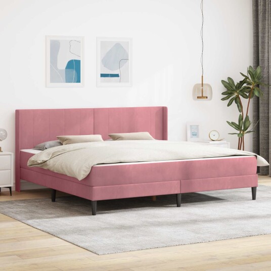 vidaXL Sengeramme med madrass med hodegjerde Rosa 180 x 200 cm Fløyel vidaXL Sengeramme med madrass med hodegjerde Rosa 180 x 200 cm Fløyel