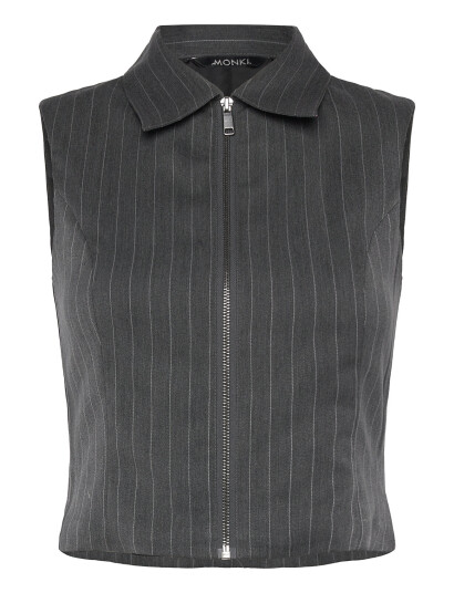 Monki Sleeveless Twill Waistcoat Grey 32