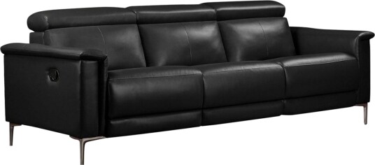 Sofa 3 seter Lund Svart Lær/PU Manuell hvilestol Svart Lær/PU Manuell hvilestol