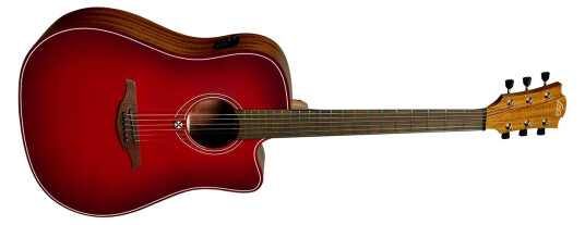 Lag Guitars Lag T-Red Tramontane Dreadnought Cutaway Acoustic-Electric Red Burst