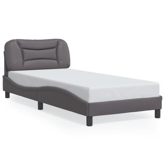 Sengeramme med LED-lys grå 90x190 cm kunstig lær 8721012356177