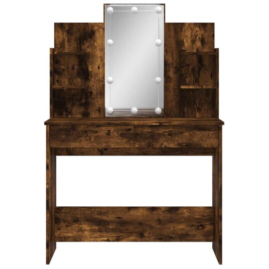 Sminkebord med LED røkt eik 96x40x142 cm 8721012045200 Sminkebord med LED røkt eik 96x40x142 cm 8721012045200