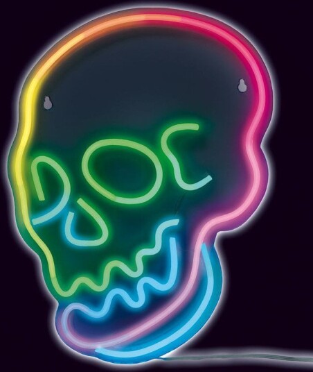Skjeletthode LED Neon Skilt 25x32,5 cm