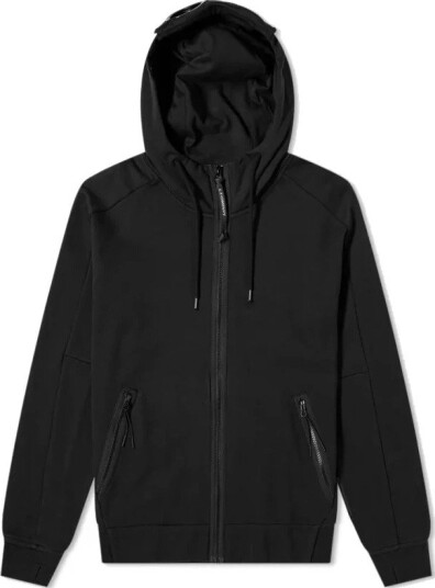 C.P. Company Raised Fleece Goggle Zipped Hoodie   Black   XXL