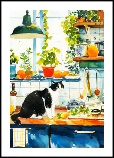 Cozy Kitchen Cat Plakat / 30x40