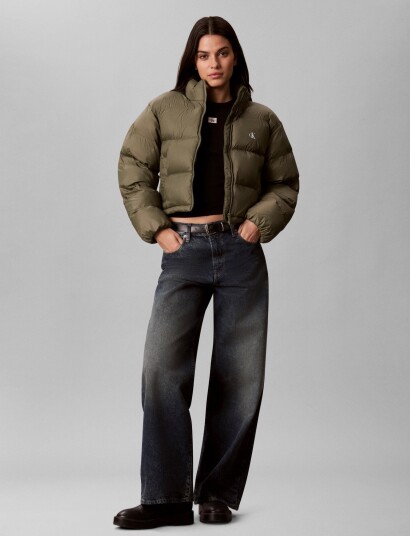 Calvin Klein Jeans Essential Mw Crop Puffer Khaki green S
