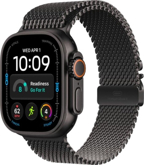 Apple Watch Ultra 4 49mm CEL (svart titan/svart titan Milanese Loop) M