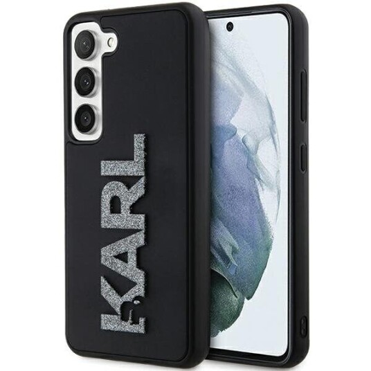 Karl Lagerfeld 3D Gummideksel til Samsung Galaxy S23 med Glitterlogo - Svart