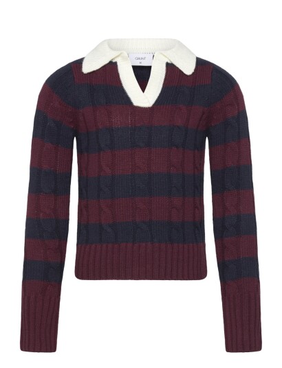 Grunt Grbertage Ls Stripe Knit   Navy   L/14Y