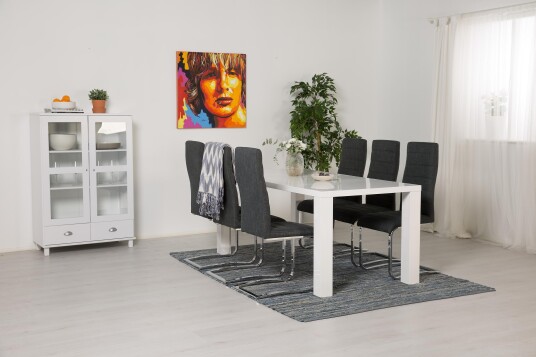 Spisegruppe Jack Hvit med 6 stk Jack Stoler