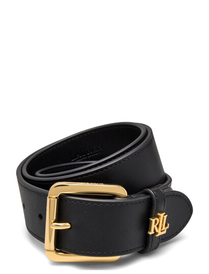 Lauren Ralph Lauren Logo-Keeper Leather Belt - Black - L Lauren Ralph Lauren Logo-Keeper Leather Belt - Black - L