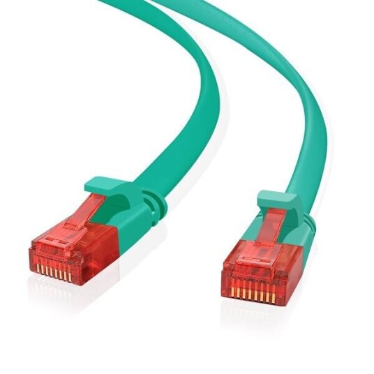 Helos Ultra Slim Patch-Kabel Rj-45 M Til Rj-45 M 20 M Utp Formet Uten Krok Flat Grønn