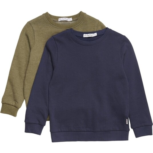 Minymo Dark Olive Collegegenser 2-pakning NOOS 128
