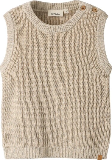 Lil' Atelier Nmmrokkos Strikket Vest til Småbarn White Pepper Størrelse 98