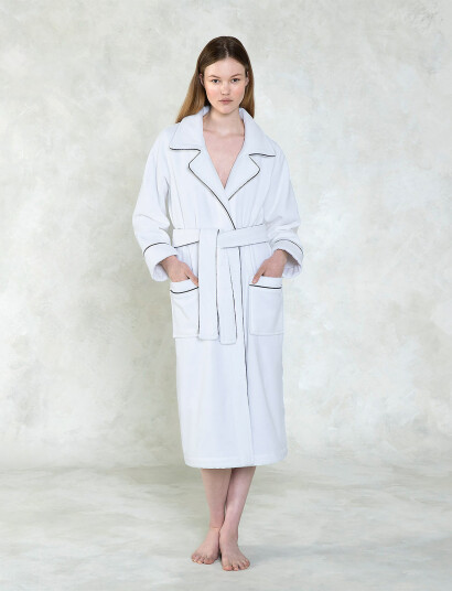 Ralph Lauren Home Piping Bath Robe - White - XL Ralph Lauren Home Piping Bath Robe - White - XL