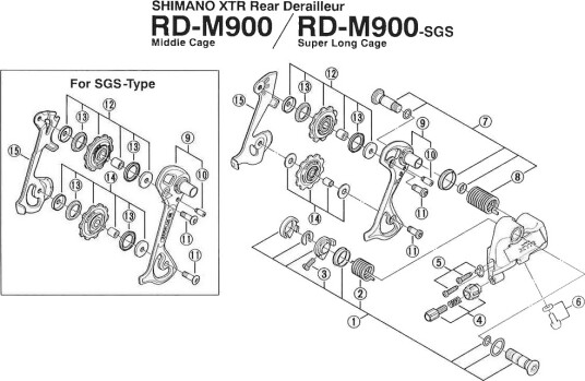 Shimano justeringsenhet for kabel på RD-M900