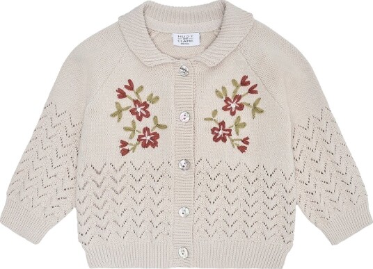 Hust and Claire Cardigan   Strikk   Cilja Broderi   Fransk Oak   Hust and Claire   1 år 80   Cardigan   Beige