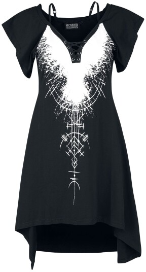 Poizen Industries Goth Middellang kjole Summoner Kjole S Damer svart hvit