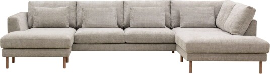Florenz 4 seters Høyrevendt U formet Sofa med Divan og Sjeselong i Chenille   Grå / Beige