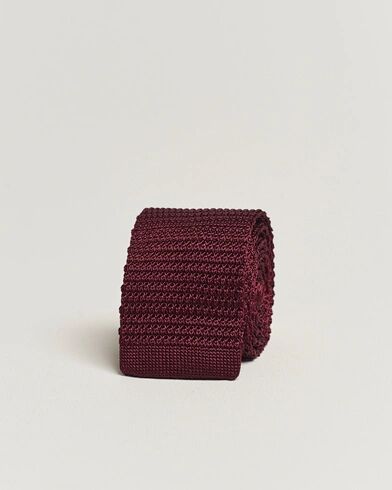 Amanda Christensen Knitted Silk Tie 6 cm Wine Red