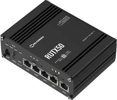 Teltonika RUTX50 5G-ruter WiFi 5 LTE 3G/4G/5G DIN-skinne vegg- og overflatemontering RUTX50320400 Teltonika RUTX50 5G-ruter WiFi 5 LTE 3G/4G/5G DIN-skinne vegg- og overflatemontering RUTX50320400
