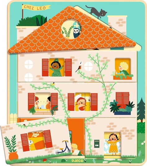 Djeco Puslespill Tre 12 Brikker Hus I 3 lag Djeco OneSize Puslespill
