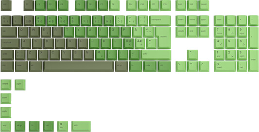 Glorious GPBT Keycaps - 115 PBT keycaps - Tastehetter - Dansk - Grønn