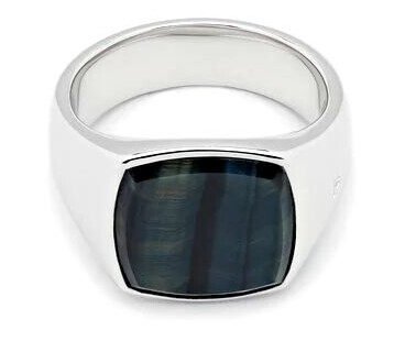 Tom Wood Jewellery Cushion Blue Hawk Eye Ring Sølv  male 68