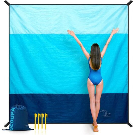 Strandfilt 210 x 200 cm Stor vanntett sandtett piknikteppe for reiser camping termin mm.