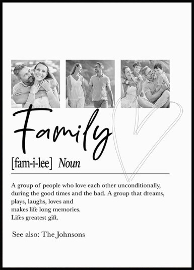 Personalized Family Definition Plakat Plakat / 21x30cm