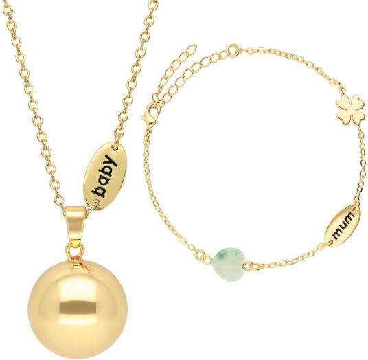 Bola Gravidsmykke med Armbånd Baby/Mum Gullfarget Bola Gravidsmykke med Armbånd Baby/Mum Gullfarget