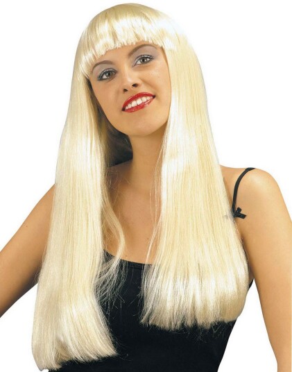 Lang Slett Blond Parykk med Kort Pannelugg Lang Slett Blond Parykk med Kort Pannelugg