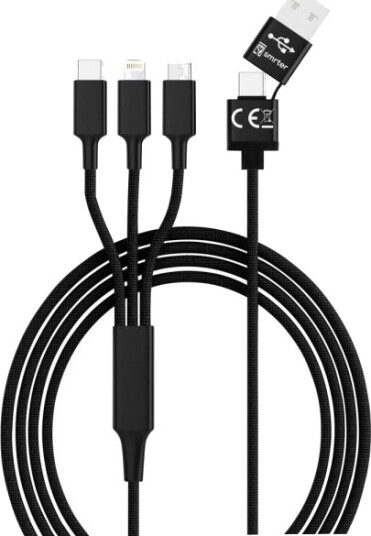 Smrter Hydra Ult Bk - Ladekabel Usb-A Til Micro Usb / Lightning Og Usb-C Smrter Hydra Ult Bk - Ladekabel Usb-A Til Micro Usb / Lightning Og Usb-C