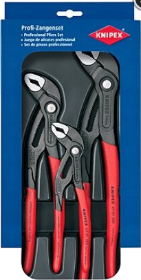 Knipex Cobra Tongue and Groove Tangsett - 3 Deler - Rødt Håndtak
