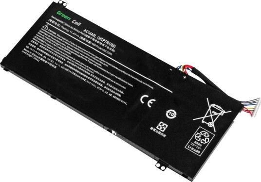 Green Cell Batteri Til Bærbar Pc Tilsvarer: Acer Ac14a8l Litiumpolymer 3-Cellers 4605 Mah Svart GC-AC54
